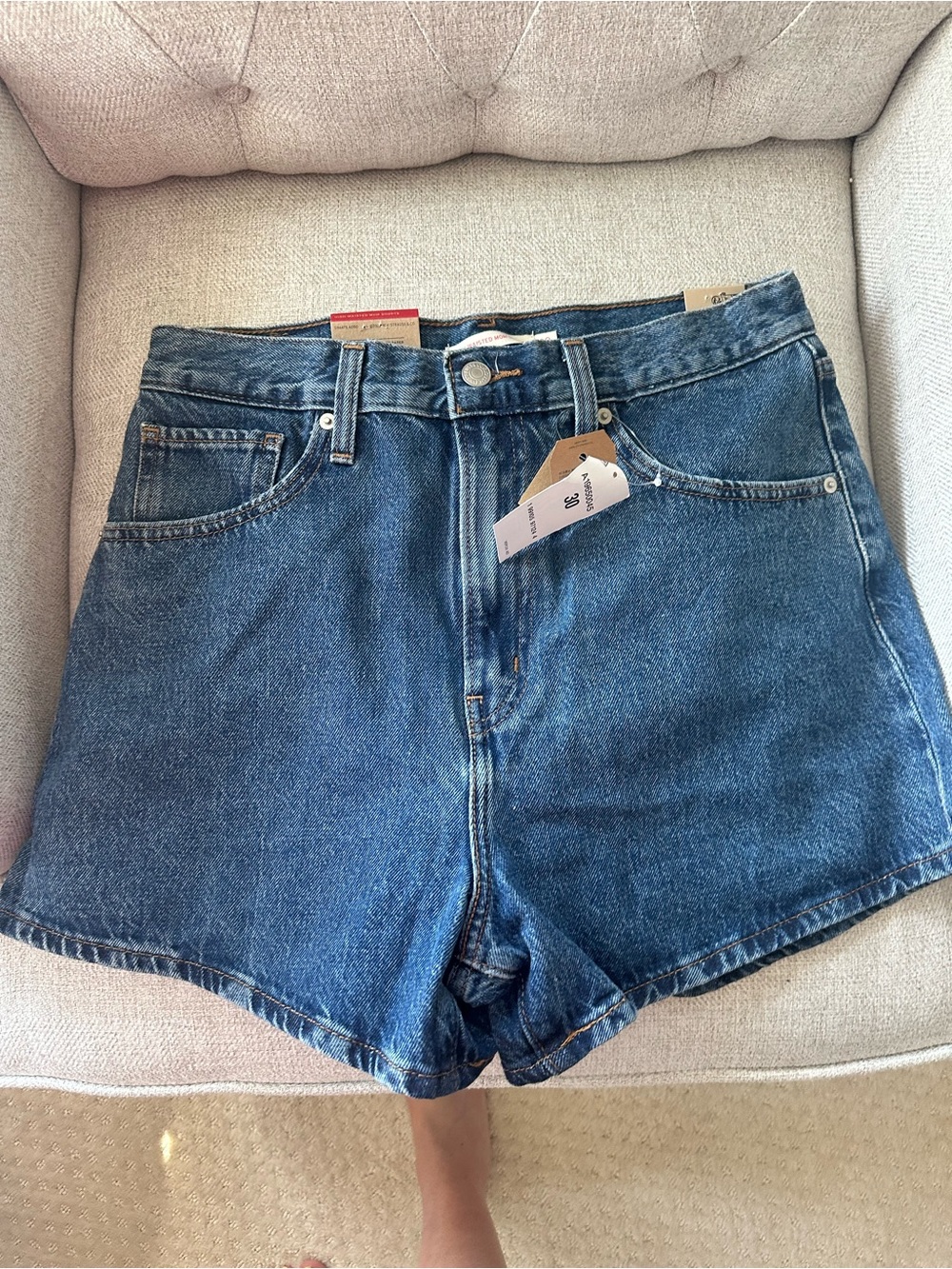 Levi’s Denim High-Rise Shorts in Dark Blue